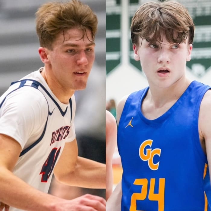 Indiana Hoosiers coach Mike Woodson recently visited Greenfield-Central guard Braylon Mullins (right), and he'll visit Heritage Hills forward Trent Sisley (left) for Thursday's game. Mullins and Sisley are two of the top-ranked players in Indiana for the class of 2025.